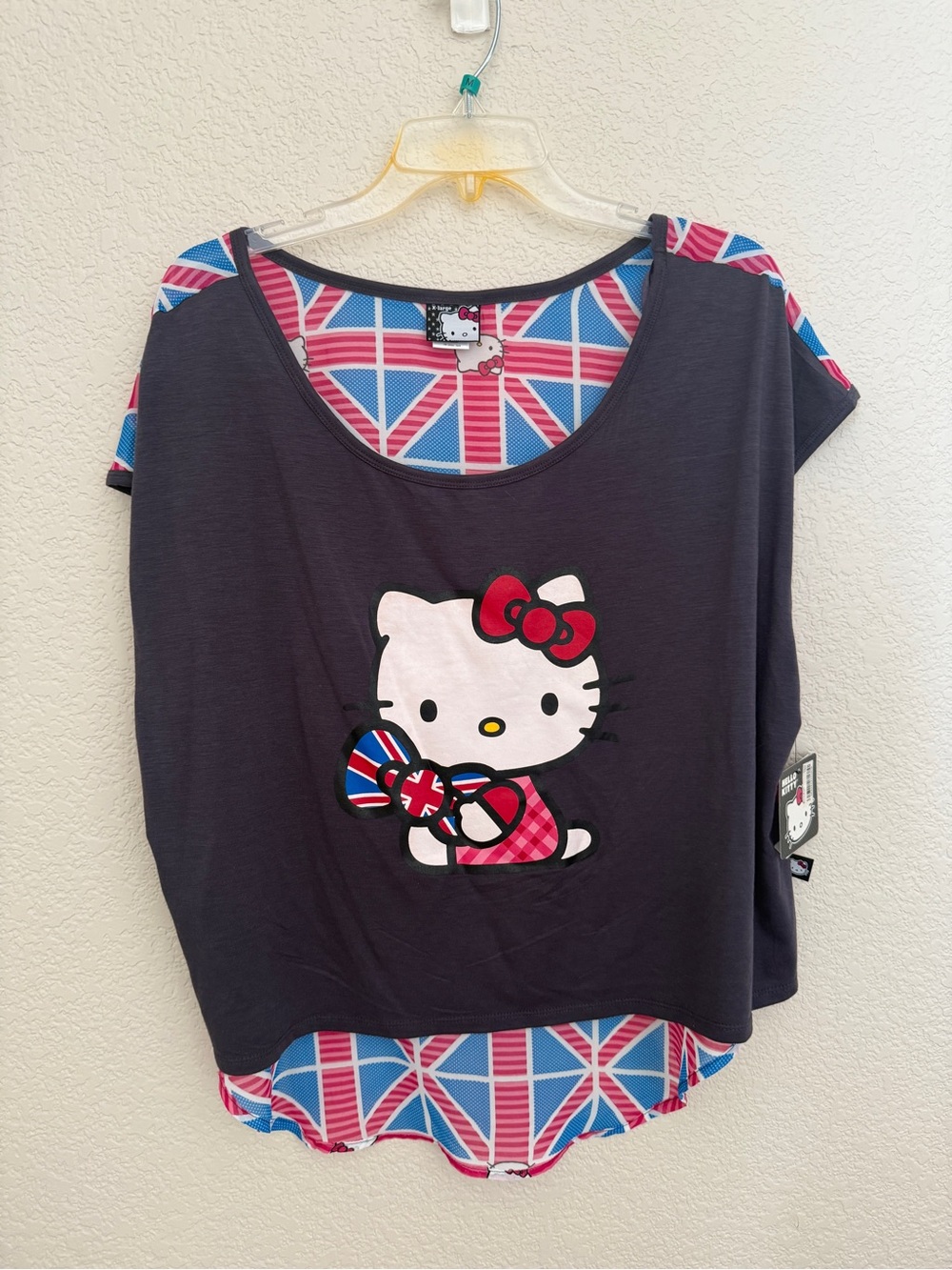 Hello Kitty Union Jack Sheer Blouse New Adult XL